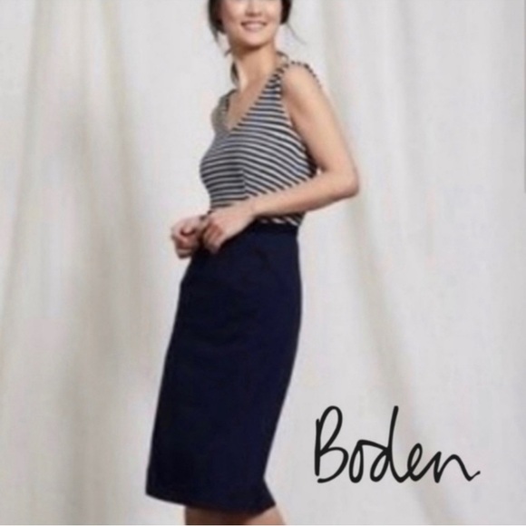 Boden Women’s Ponte Knit Striped Tank Dress Pockets Size 8 Regular - Picture 1 of 8